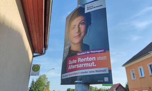 BSW-Wahlplakat zur Landtagswahl in Thüringen 2024