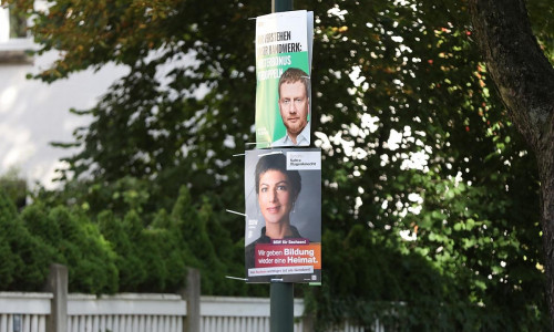 Wahlplakate von CDU und BSW zur Landtagswahl in Sachsen (Archiv)