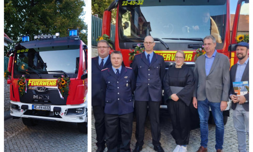 Das neue Feuerwehrfahrzeugs LF 10 wurde übergeben.