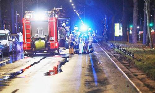 Wasserrohrbruch in der Seestraße in Berlin am 31.12.2024