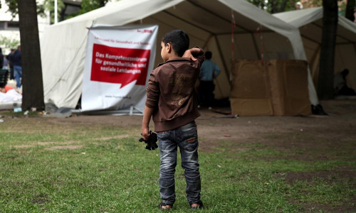 Flüchtlinge an einer Aufnahmestelle (Archiv)