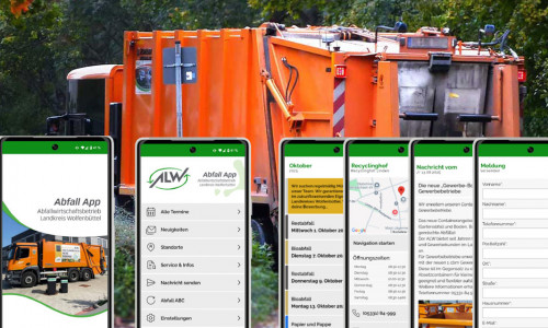Die neue AbfallApp bietet Service rund um die Abfallentsorgung im Landkreis Wolfenbüttel (Fotomontage: regionalHeute.de).