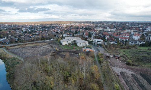 Die Arbeiten an der Flutmulde haben begonnen.