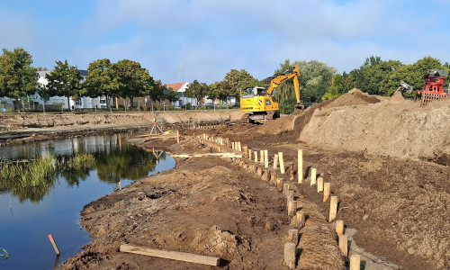 Die Bauarbeiten an der Mühlenaller Anfang Oktober.