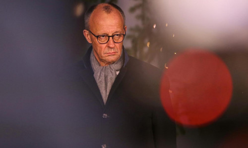 Friedrich Merz vor einem Weihnachtsbaum (Archiv)