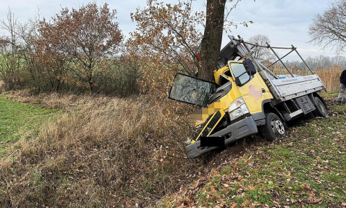 Aufnahme vom schwer beschädigten Klein-Lkw (Archiv)