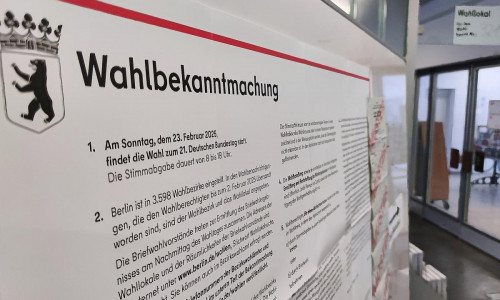 Wahllokal bei Bundestagswahl 2025 am 23.02.2025