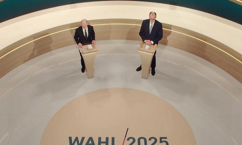 TV-Duell mit Olaf Scholz und Friedrich Merz in ARD und ZDF am 09.02.2025