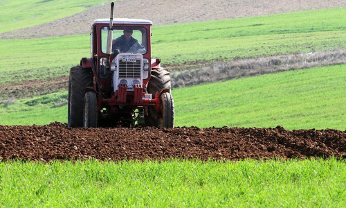 Bauer mit Traktor (Archiv)