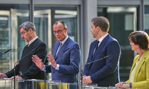 Markus Söder, Friedrich Merz, Lars Klingbeil, Saskia Esken (Archiv)