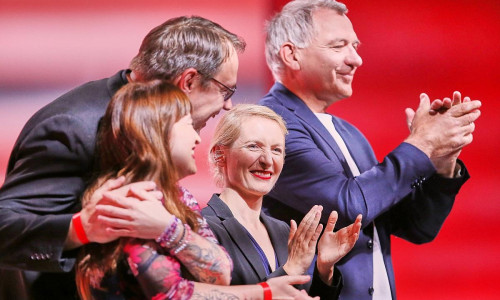 Heidi Reichinnek, Sören Pellmann, Ines Schwerdtner, Jan van Aken (Archiv)