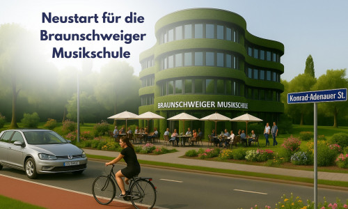 Mit KI erzeugte Visualisierung der Musikschule nach den Plänen der CDU.