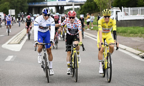 Lipowitz, Vingegaard und Pogacar bei der Tour de France am 27.07.2025