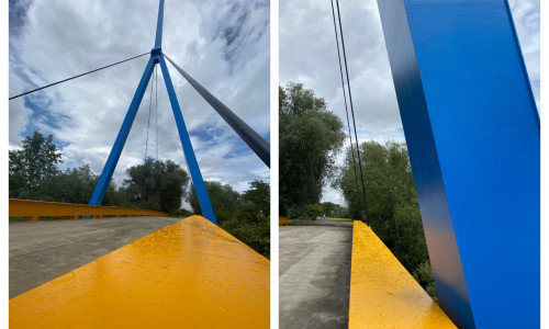 Die Pylonbrücke zur Insel im Salzgittersee.
