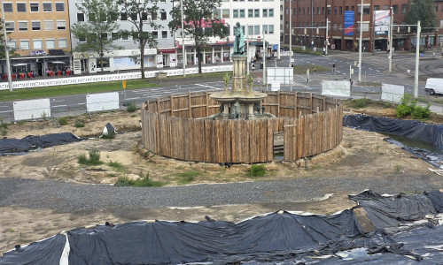 Die Baustelle am Hagenmarkt. Archivbild