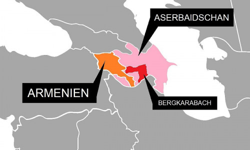 Karte mit Armenien, Aserbaidschan und Bergkarabach (Archiv)
