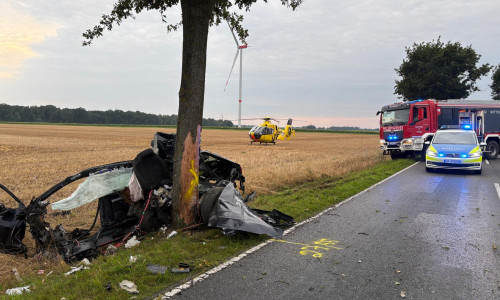 Das Auto war frontal gegen den Baum geprallt.