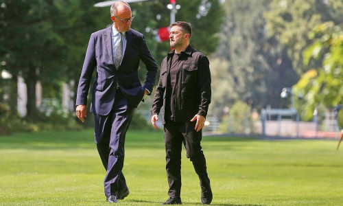 Friedrich Merz und Wolodymyr Selenskyj am 13.08.2025