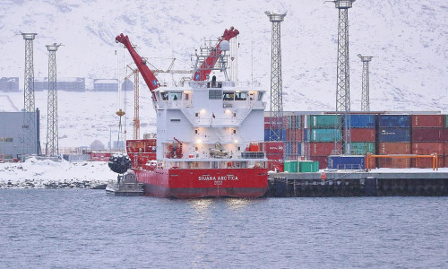 Containerhafen von Nuuk auf Grönland am 19.01.2026