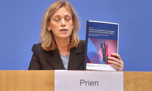 Karin Prien bei der Vorstellung einer Dunkelfeldstudie am 10.02.2026