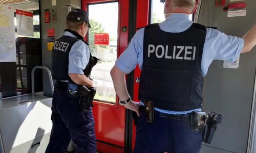 Zwei Polizisten im Zug (Archiv)