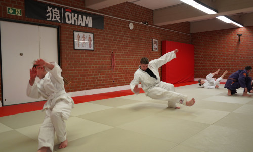 Einmal in der Woche trainieren die Schülerinnen und Schüler der Schule am Harly in der Ju Jutsu-AG das vielseitige und flexible Selbstverteidigungssystem.