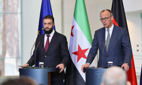 Ahmed al-Scharaa und Friedrich Merz am 30.03.2026