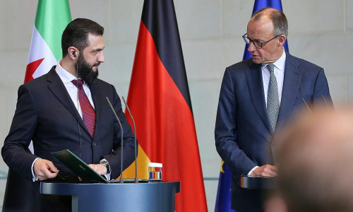 Ahmed al-Scharaa und Friedrich Merz am 30.03.2026