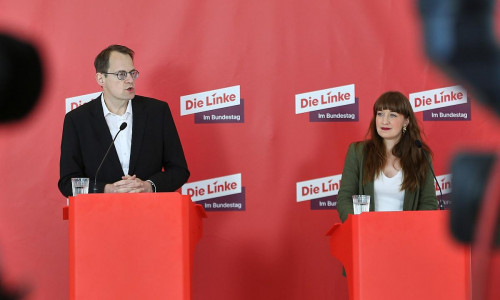 Sören Pellmann und Heidi Reichinnek am 21.04.2026