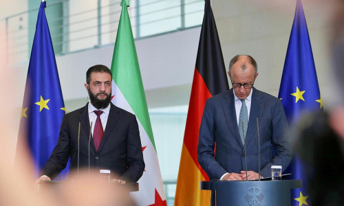 Ahmed al-Scharaa und Friedrich Merz am 30.03.2026