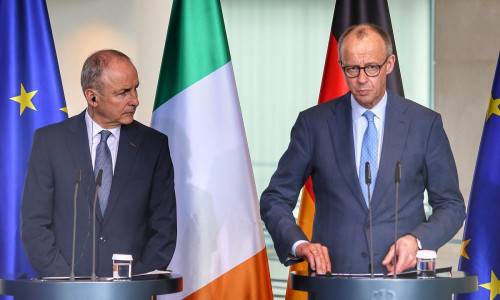 Micheál Martin und Friedrich Merz am 16.04.2026