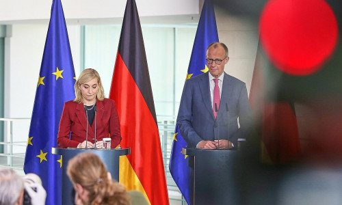 Nina Warken und Friedrich Merz am 29.04.2026