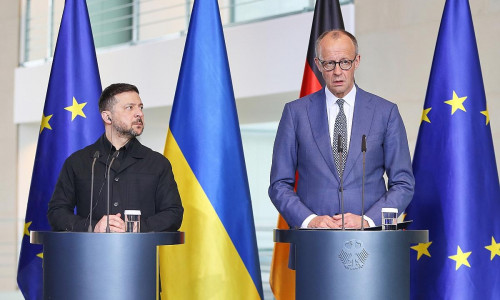 Wolodymyr Selenskyj und Friedrich Merz am 14.04.2026