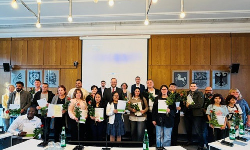 Bei der Feierstunde in der Landkreisverwaltung.