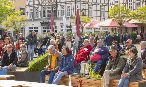 Die OpenStage schafft im Jahr 2026 erneut kulturelle Erlebnisse inmitten der begrünten Stadtoase auf dem Historischen Marktplatz in Peine.