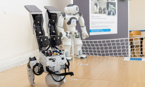Die Ostfalia Hochschule präsentiert sich auf der IdeenExpo 2026 mit 18 Mitmach-Stationen. Mit dabei unter anderem die sprachgesteuerten Roboter Nao und Robbi.