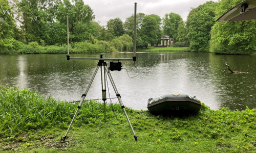 Derzeit finden Messungen zur Wassertiefe bei Teichen im Bürgerpark statt.