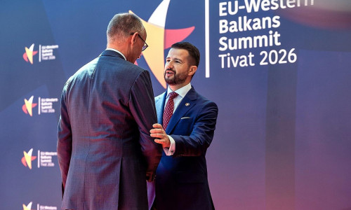 Friedrich Merz und Jakov Milatovic am 05.06.2026