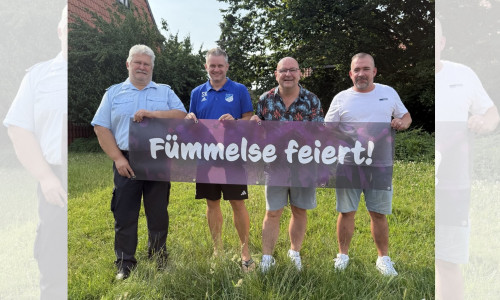 Ortsbrandmeister Detlev Gliese, Sven Kießling vom SV Fümmelse, Ortsbürgermeister Marc Angerstein und Stephan Zielinski von der Siedlergemeinschaft freuen sich am kommenden Samstag auf zahlreiche Besucher.
