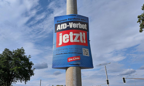 Plakat wirbt für AfD-Verbot (Archiv)