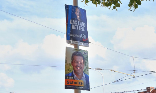 Wahlplakate vor der Landtagswahl in Sachsen-Anhalt am 20.08.2026