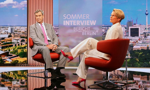 Markus Söder und Anna Engelke im ARD-Sommerinterview am 02.08.2026
