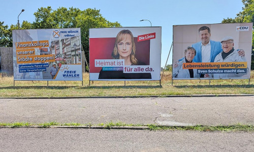 Wahlplakate vor der Landtagswahl in Sachsen-Anhalt 2026 (Archiv)