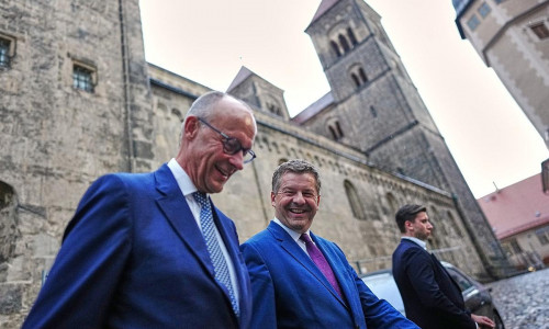 Friedrich Merz und Sven Schulze am 31.08.26