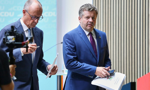 Friedrich Merz und Sven Schulze am 07.09.2026