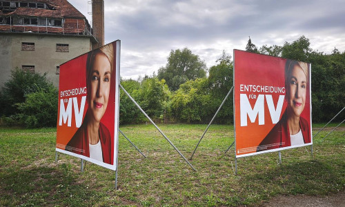Wahlplakate für die Landtagswahl 2026 mit Manuela Schwesig (Archiv)