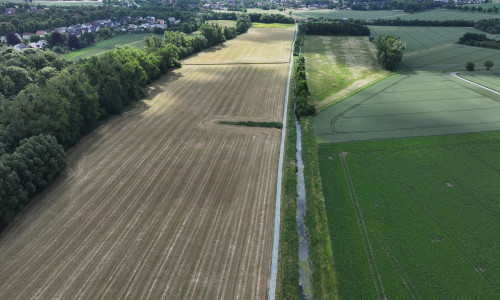 Drohnenfoto vom Verlauf des Radweges an der Fuhse.