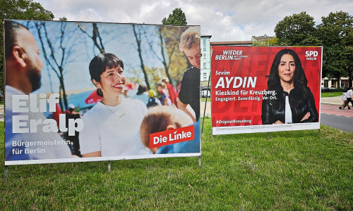 Wahlplakate mit Elif Eralp und Sevim Aydin (Archiv)