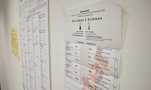 Stimmzettel zur Landtagswahl in Sachsen-Anhalt 2026 am 06.09.2026