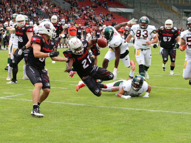 David McCants erzielte gegen Kiel seinen 100. Touchdown für die New Yorker Lions. Foto: Fabian Uebe